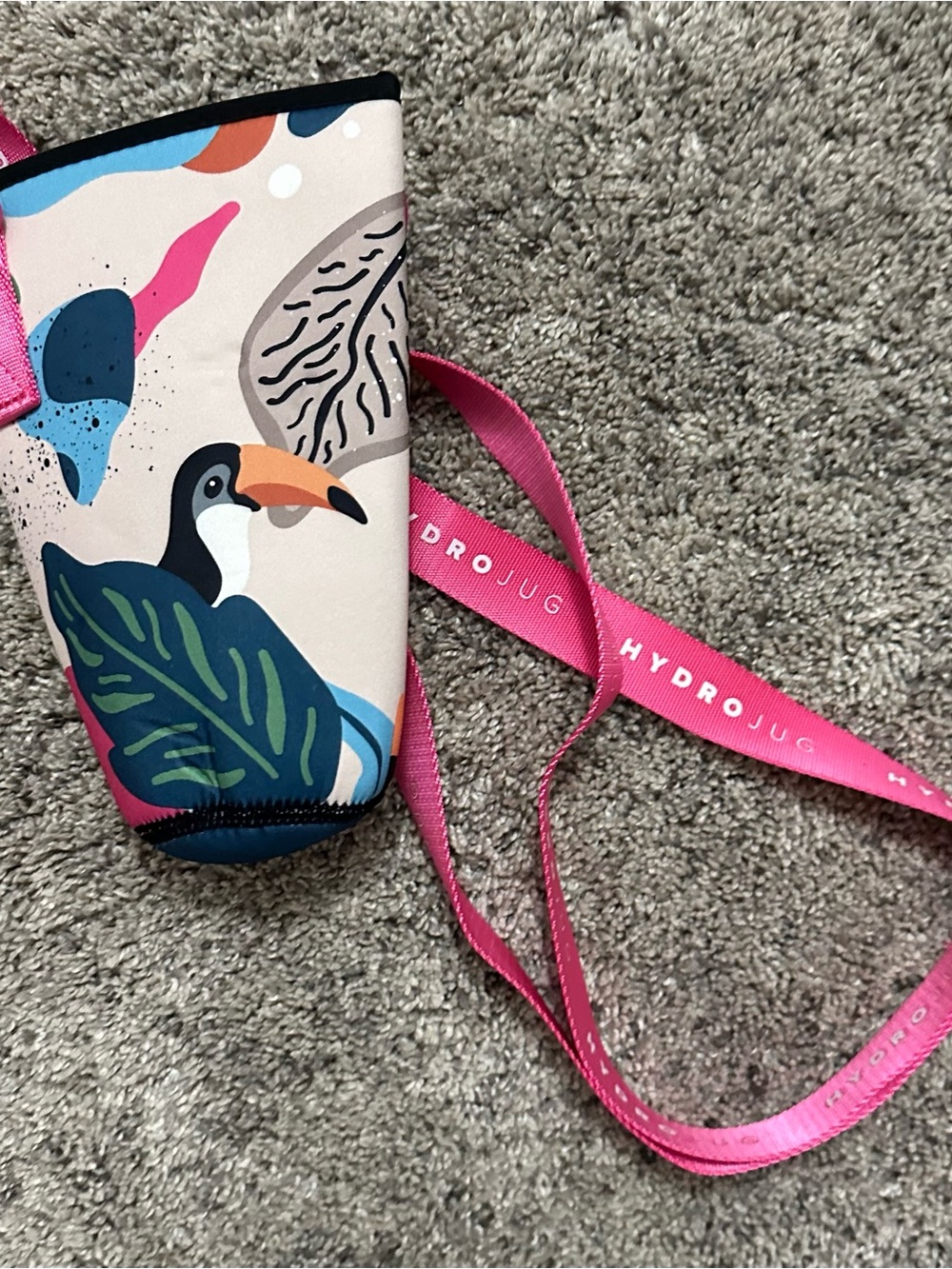 HydroJug Pink Toucan Neoprene Bottle Sleeve with Strap